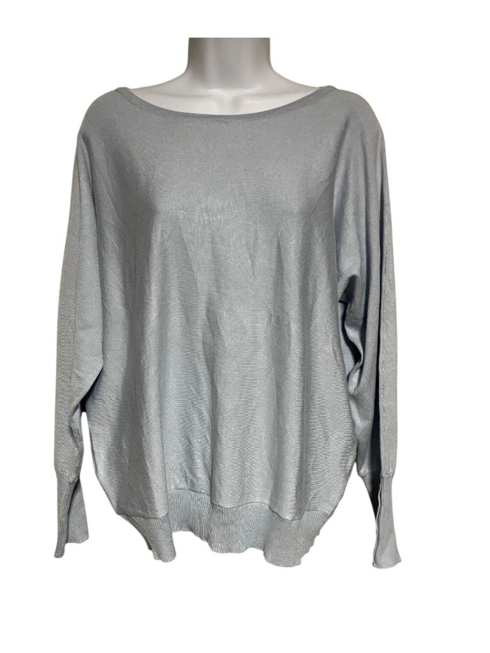 Adrianna Papell Dolman Sleeve Bateau Sweater Niagra Mist Blue Womens Size Small